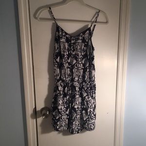 navy blue and grey romper, ties at waist